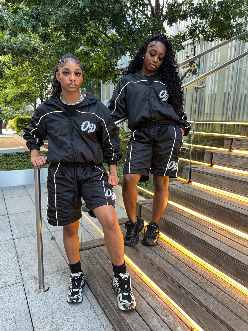 Black "OD" Reflective Windbreaker Set