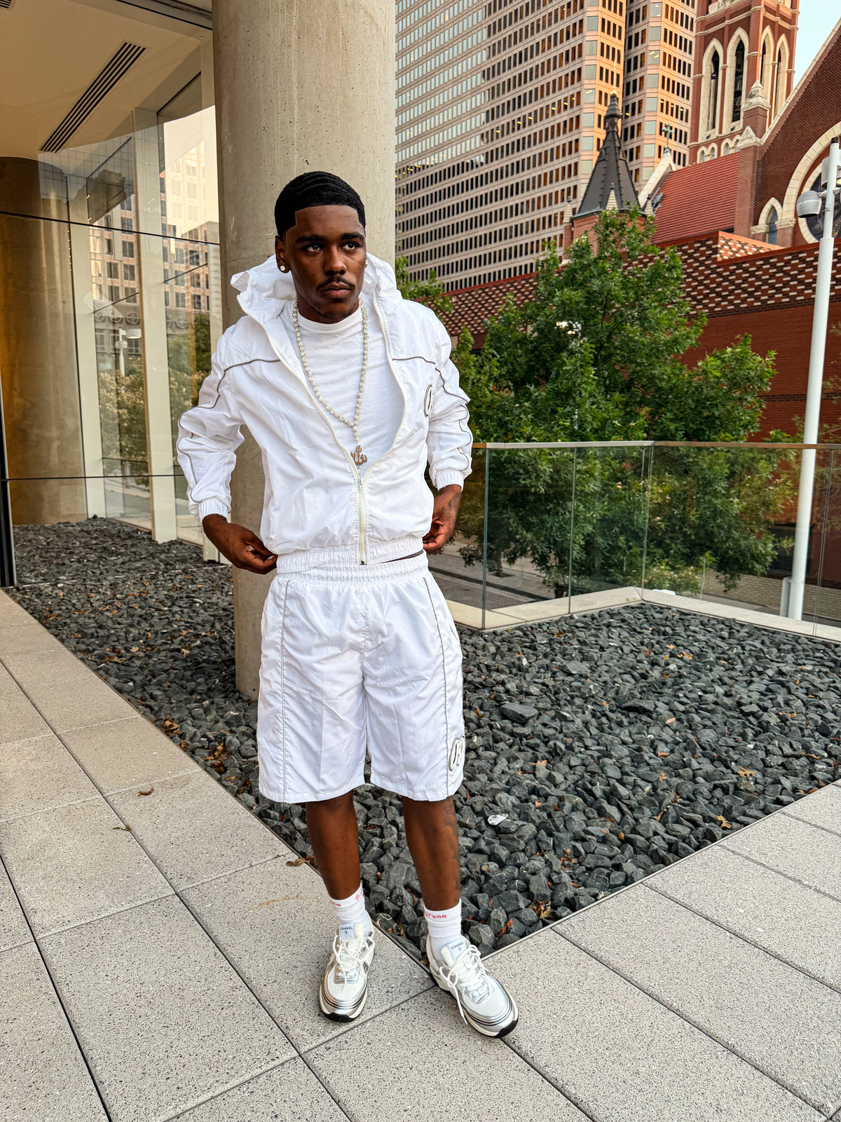 White "OD" Reflective Windbreaker Set