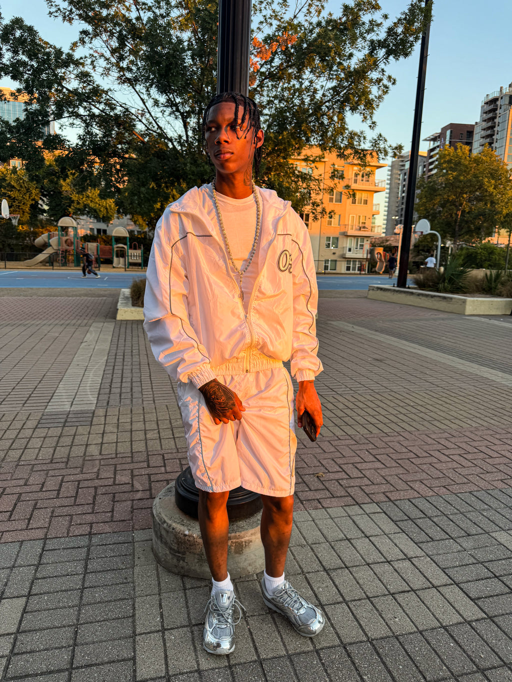 White "OD" Reflective Windbreaker Set