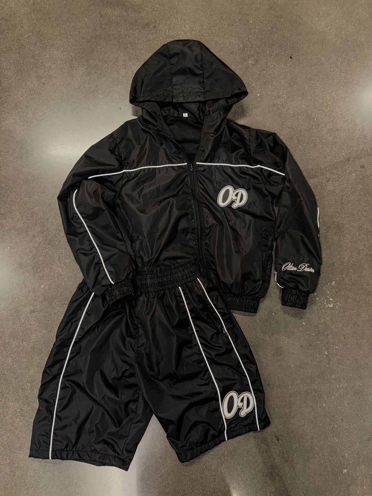 Black "OD" Reflective Windbreaker Set